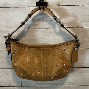 COACH Tan Leather Studded Hobo Bag